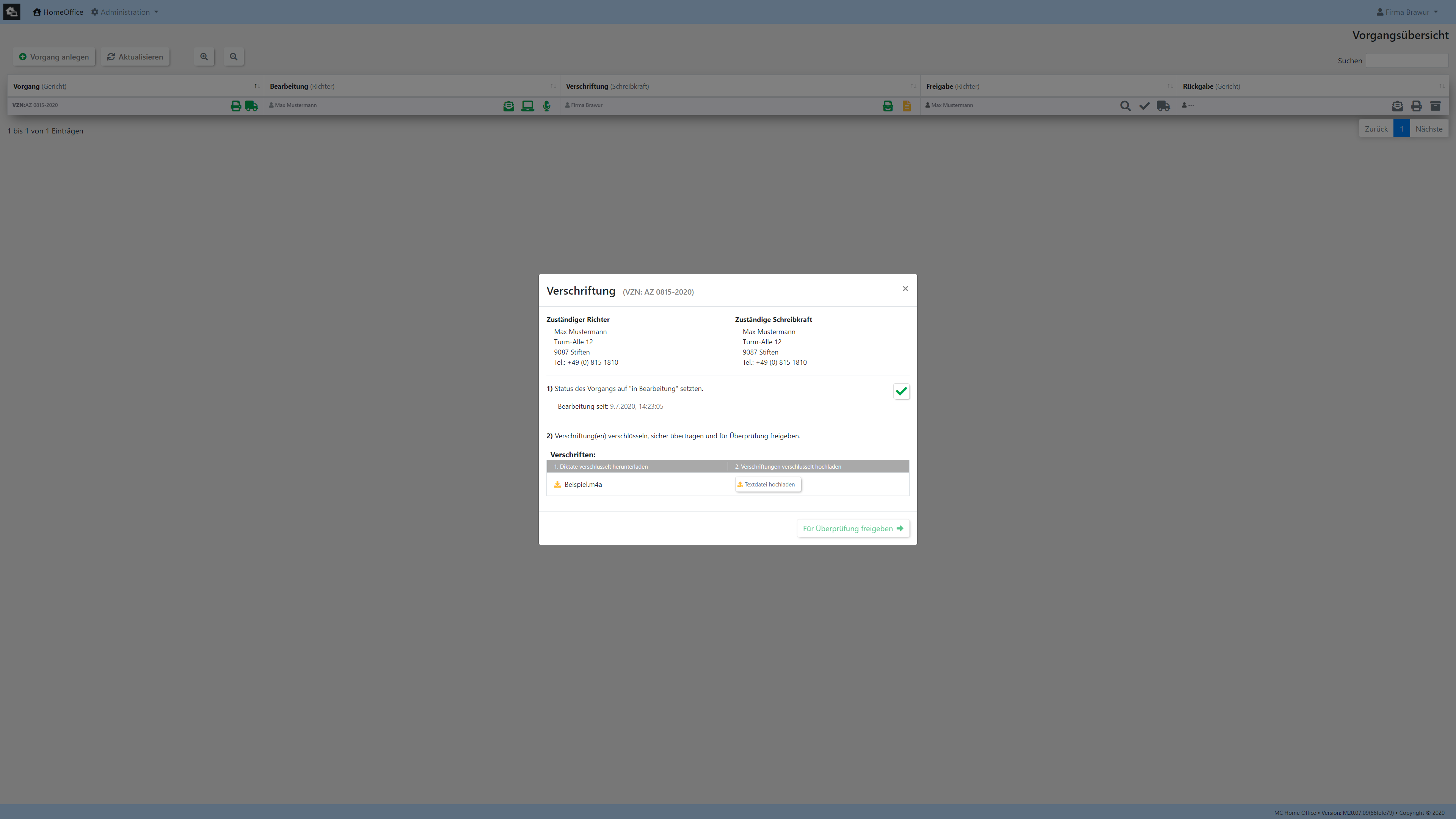 Screenshot: Verschriftung