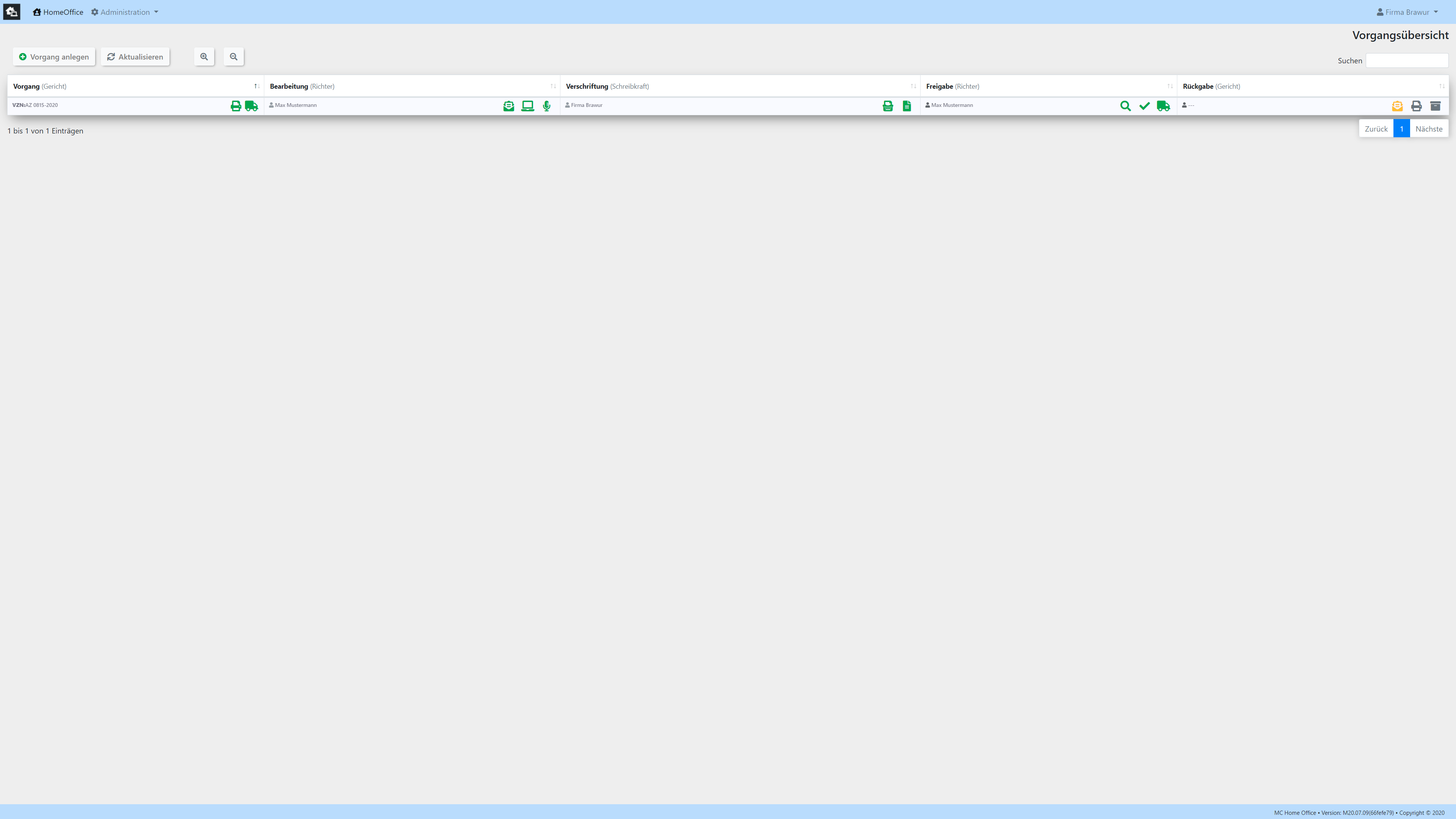 Screenshot: Freigabe freigegeben